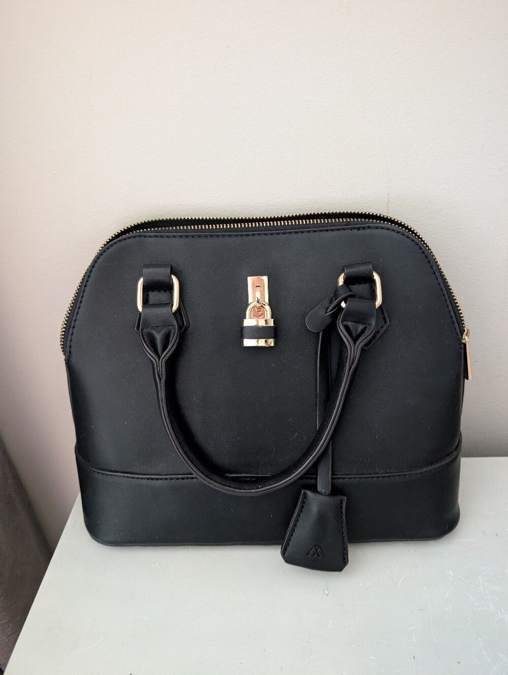 Paco Martinez Black Faux Leather Satchel Bag
